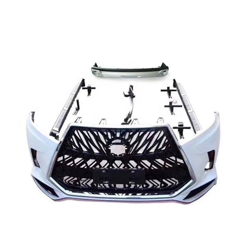 Car Bumpers for Toyota Highlander 2015-2020 Upgrade Lx570 Style Auto Body Parts Front Bumper Rear Lip Side Skirts and Grille