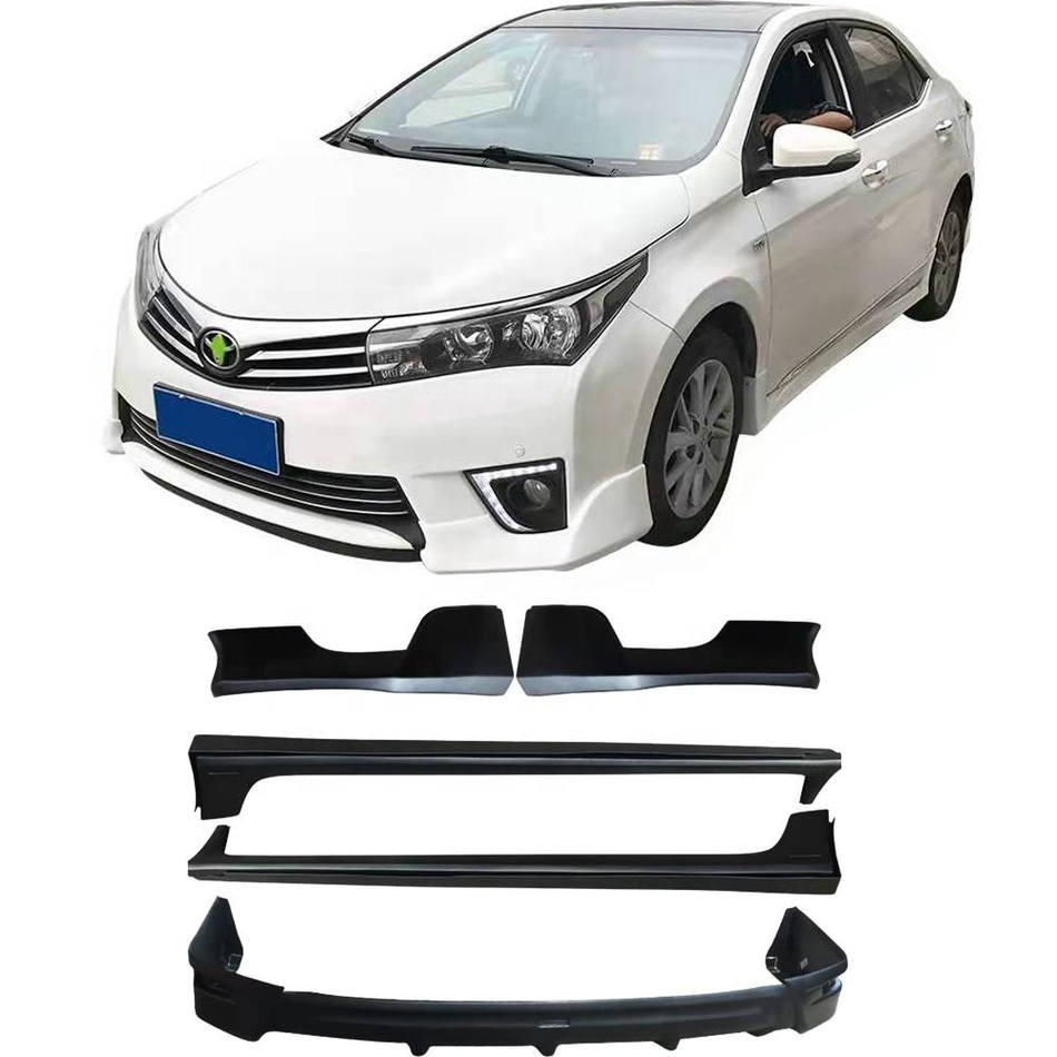 Car Bodykit for Toyota Altis & for Corolla 2014-2016 Bumper Kit Upgrade Tow Hook Front Lip Rear Lip Side Skirts Plastic Material