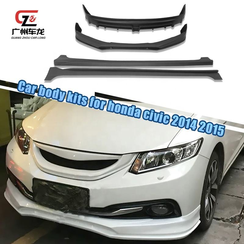 Car Body Kits for Honda Civic 2014 2015 Front Lip Side Skirts Rear Diffuser Lip With Brake Light Exterior Parts Covering Systems