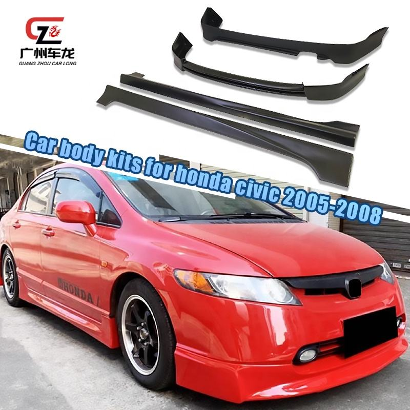 Full Set Car Body Kits Front Bumper Lip Rear Diffuser Lip Side Skirts for Honda Civic 2005-2008 Exterior Accessory High Quality
