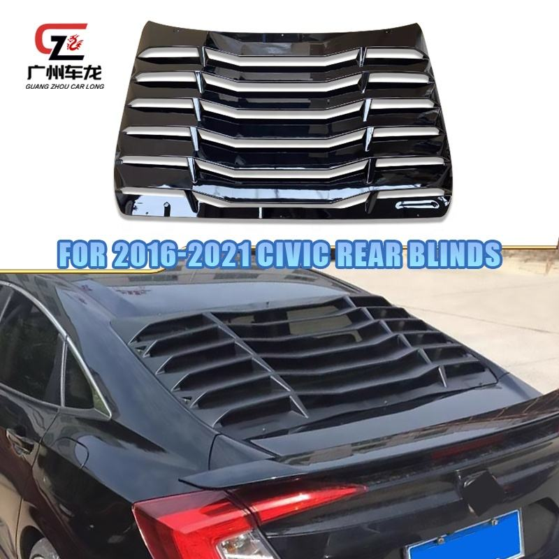 Sports Type Car Rear Window Shield Cover for Honda Civic 2016-2020 High Quality Glossy Black Car Shutter Louver Exterior Parts