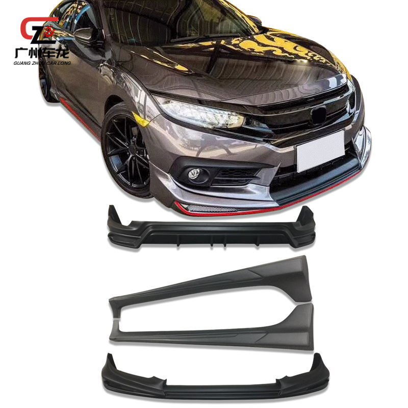 For Honda Civic 2016-2018 AK Style And Sports Style Front Lip Rear Lip Side Skirt High Quality ABS Material Factory Outlet