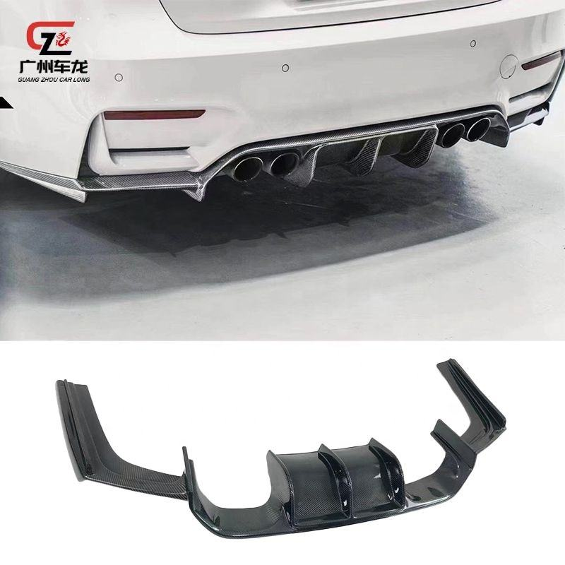 High Quality V Style Carbon Fiber Rear Lip Car Bodykit for BMW M3 F80 M4 F82 F83 2014-2018 Rear Diffuser Splitter Car Lip Kits