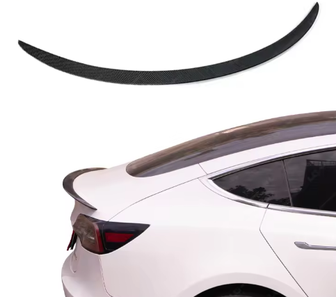 Real Carbon Fiber Single Rear Trunk Lip Spoiler for Tesla Model 3 with Matte Finish and Easy Installation