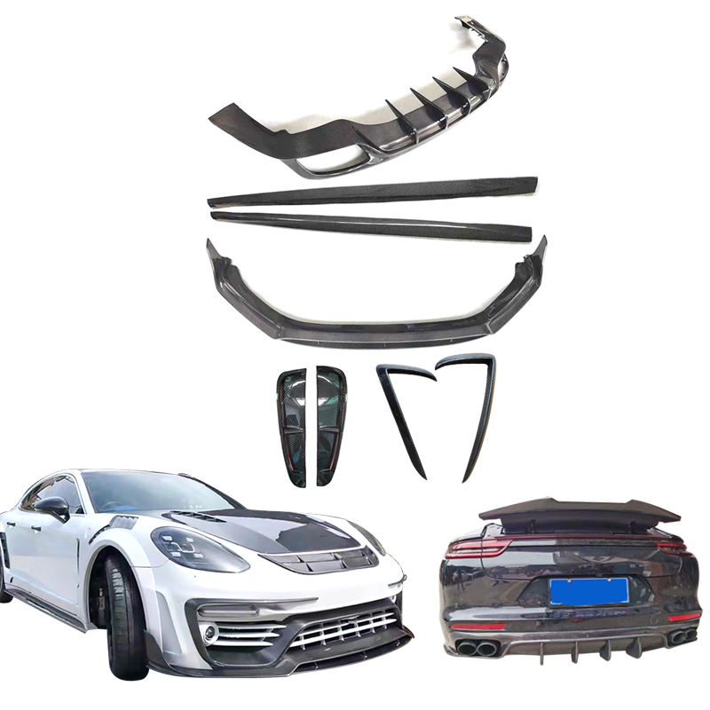 For Porsche 971 Panamera 2018-2022 Carbon Fiber Front Lip Rear Diffuser Side Skirt Side Blade air Outlet Car Body Kits