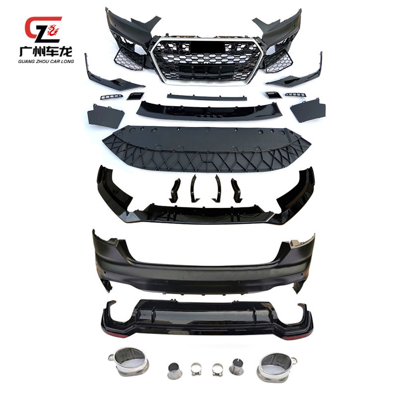 For Audi A4L 2017-2019 RS4 Style Car Bumper Grille Front Bumper Rear Bumper Muffler Car Parts Bodykit PP Material