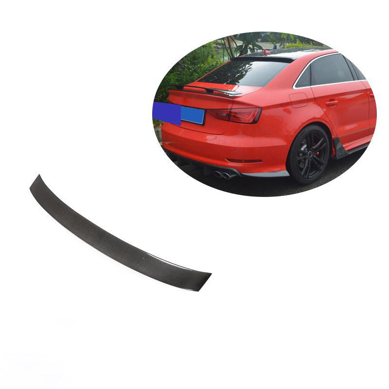 RS3 Style Rear Dry Carbon Fiber Boot Spoiler Wing Trunk Lip Ducktail for Audi A3/S3 Sedan 2014-2020 Single Deck