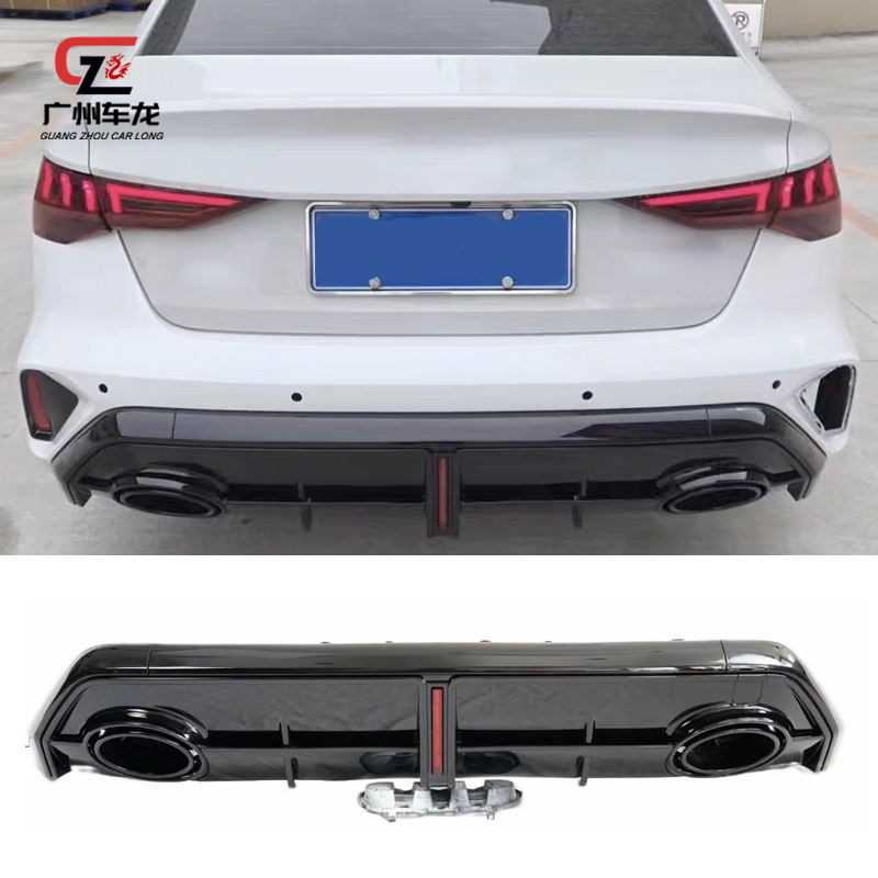 For Audi A3L 2025 Upgrade RS3 Plastic Rear Lip Bumper Rear Diffuser With Light Body Kits
