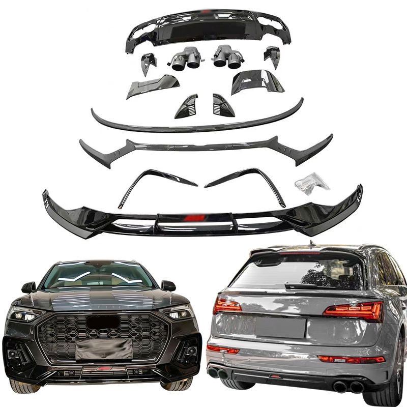 For Audi Q5L 2018-2022 Carbon Fiber at Style Front Lip Rear Diffuser Spoiler Top Wings Body Kits