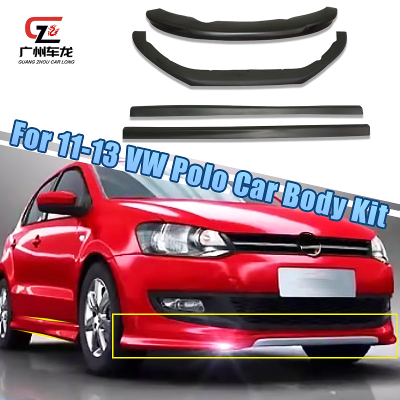 whole set matte black car body kits for vw polo 2011-2013 auto front splitter rear diffuser lip side skirts